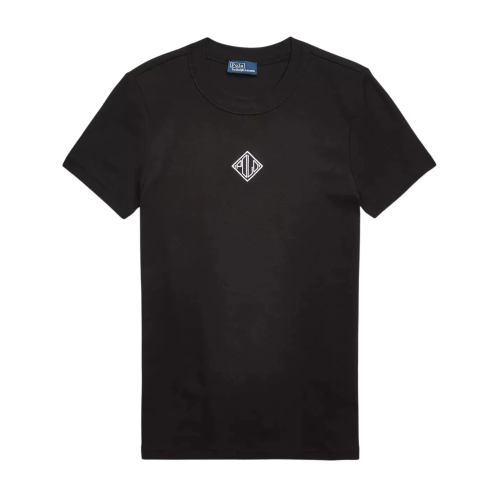 Ralph Lauren Zwarte katoenen T-shirt met geborduurd logo Black Dames
