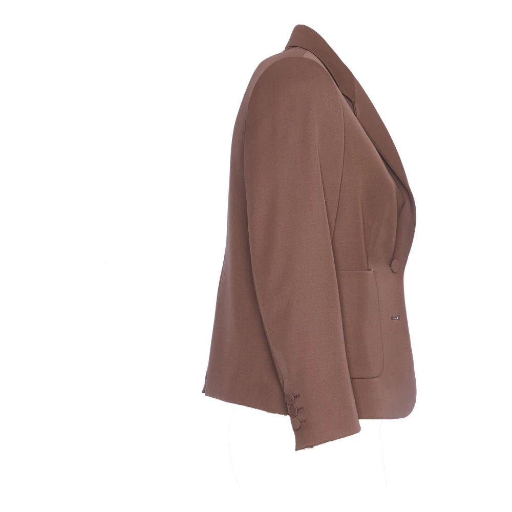 Dries Van Noten Taupe Jas met Dubbele Knoopsluiting Brown Dames