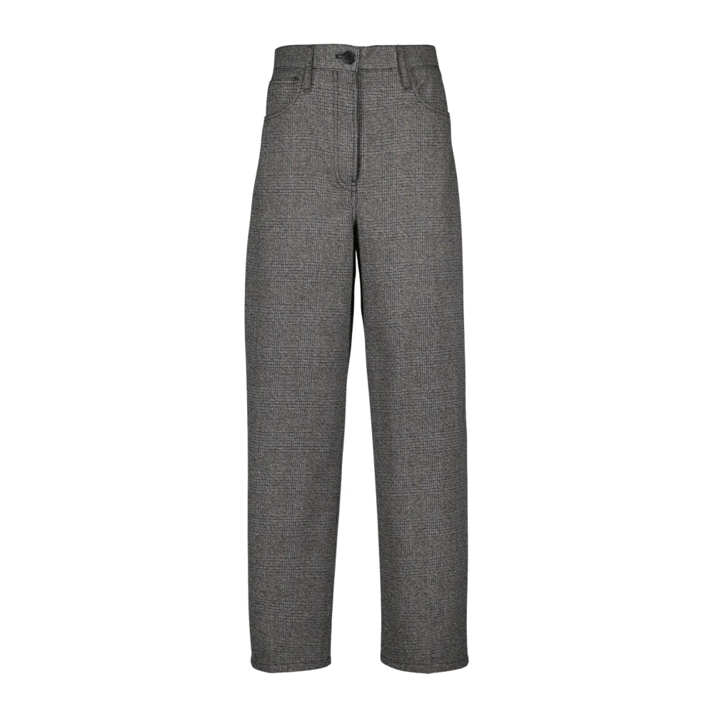 Prada Women's Gray Checked Trousers - Wide Trousers - Xs - Trousers