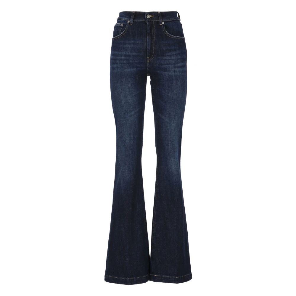 Dondup Blauwe Jeans met Logo Patch Blue Dames