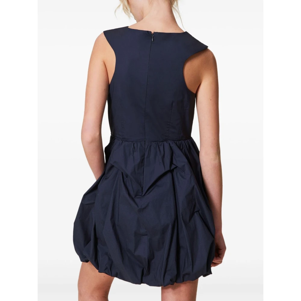 Twinset Blauwe Jurk met Logo Zakken Blue Dames
