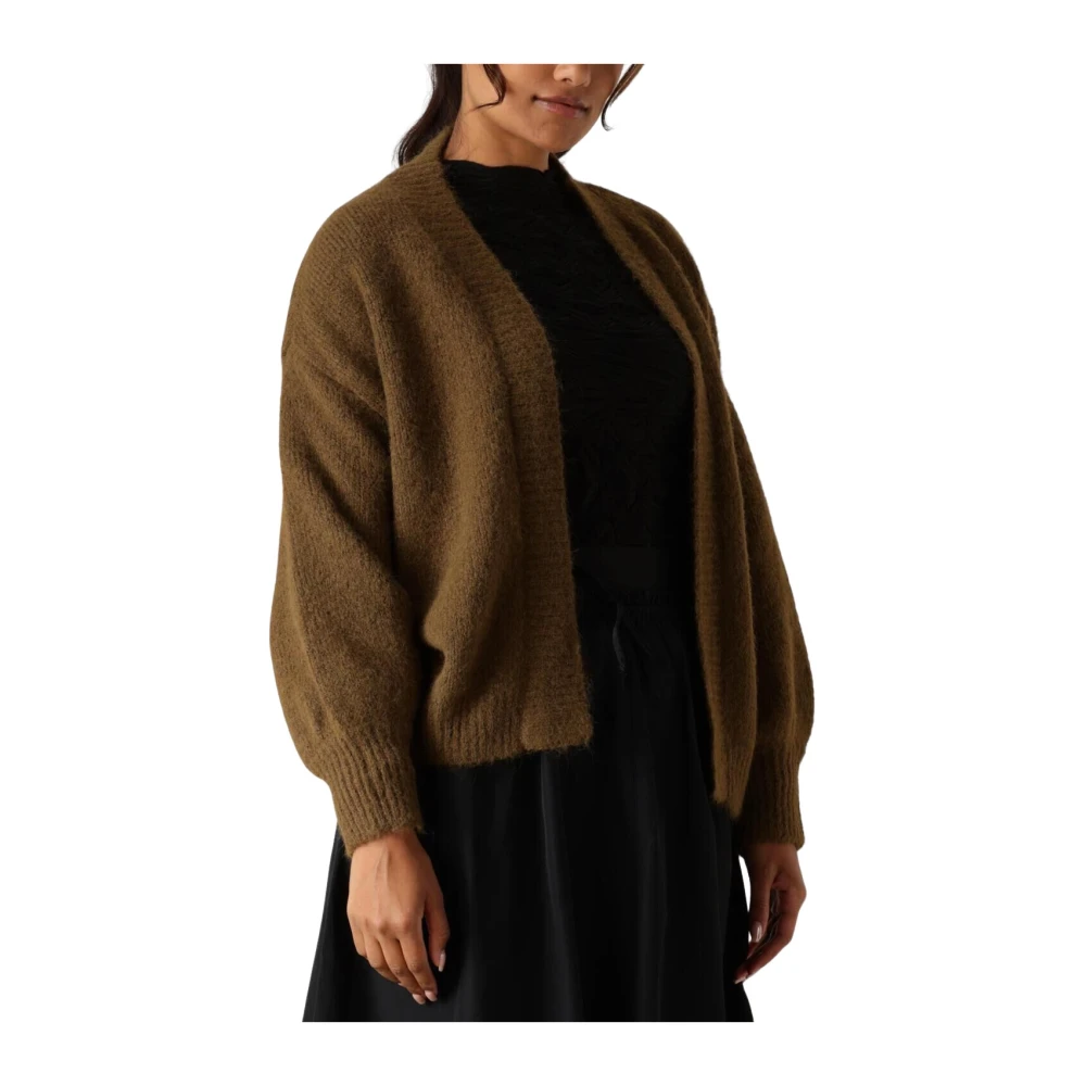 Summum Woman Groene Puff Mouw Vest Gezellig Gebreid Green Dames