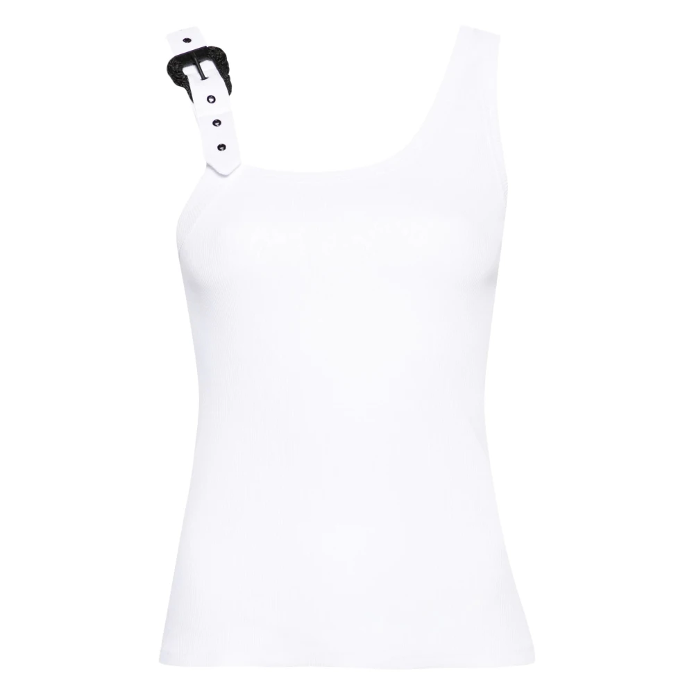 Versace Jeans Couture Witte Barok Gesp Tank Top White Dames