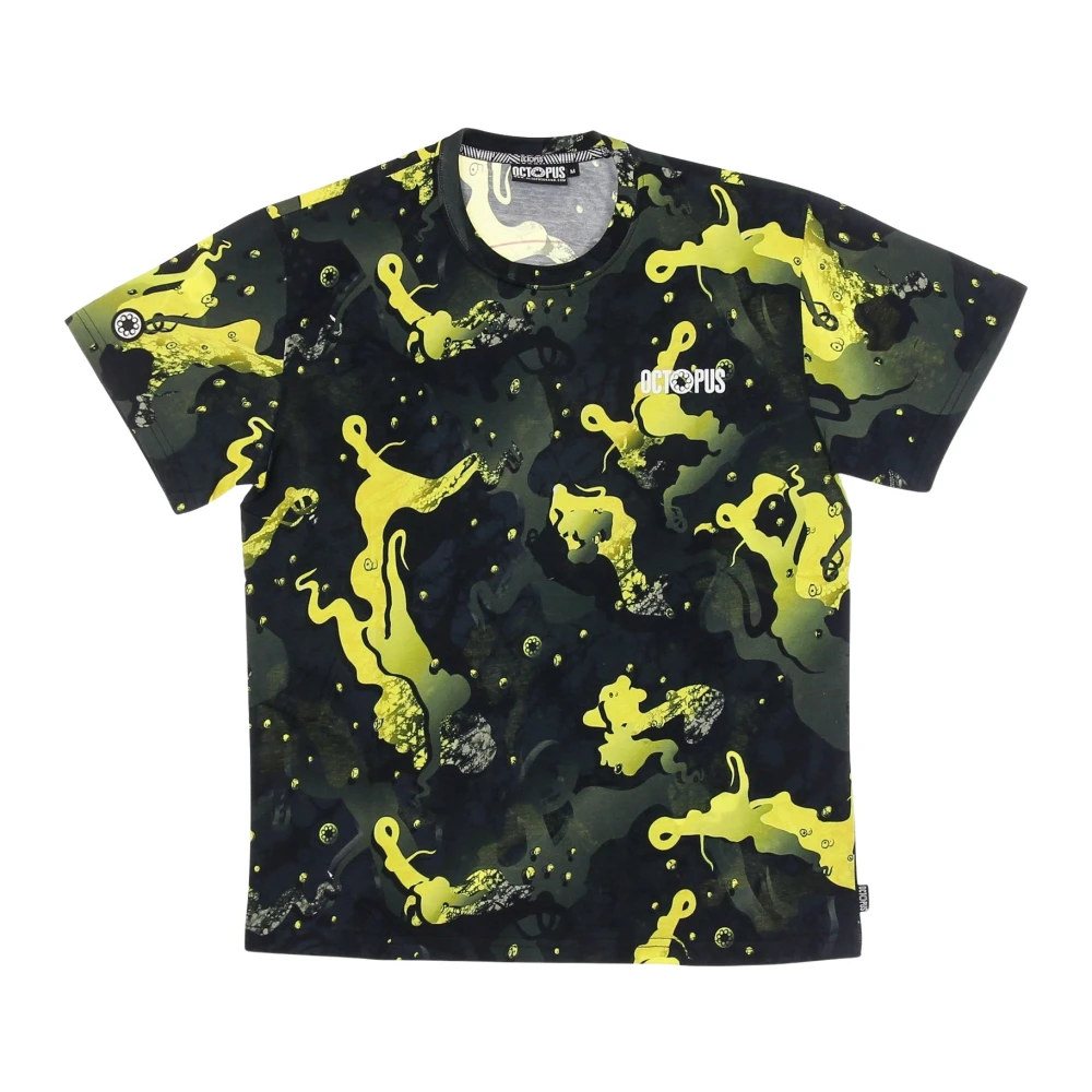 Octopus Camo Tee Geel Zwart Korte Mouw Shirt Multicolor Heren