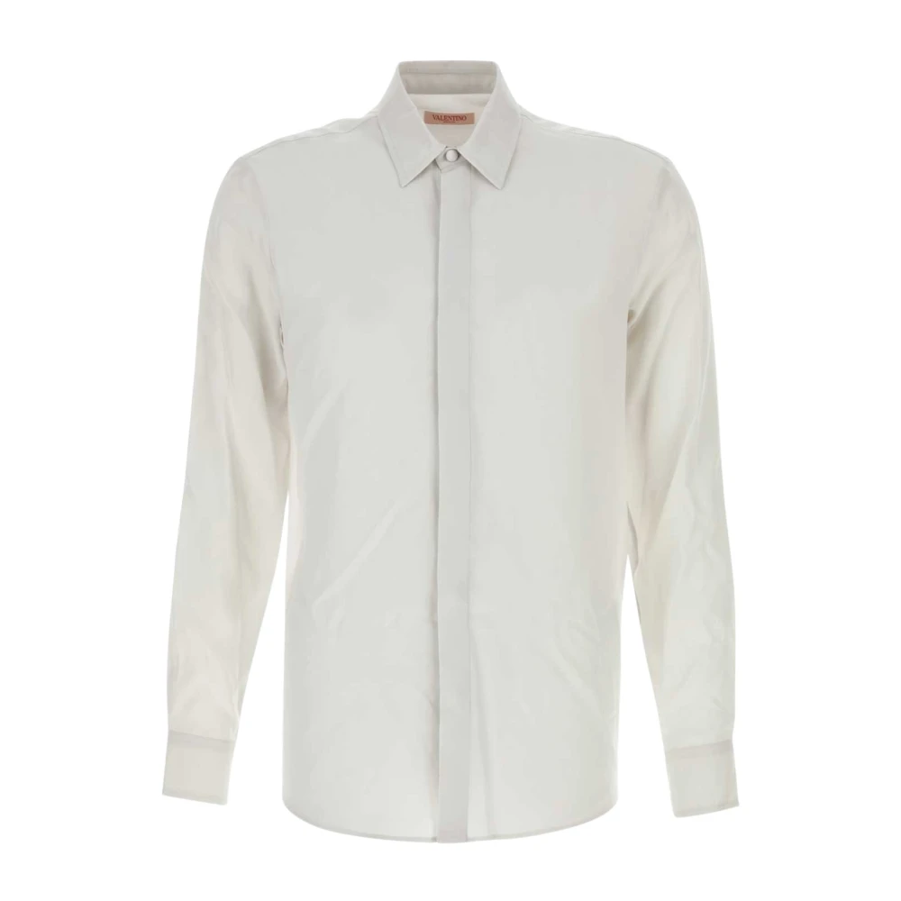 Valentino Garavani Uomo Bianco Camicia In Seta Ghiaccio