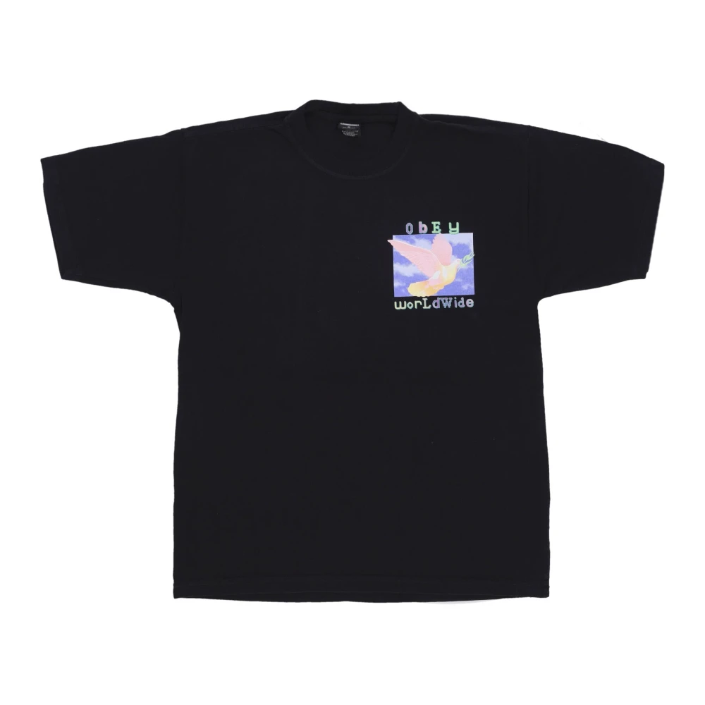 Obey Vredesduif T-shirt Zwart Silkscreen Print Black Heren
