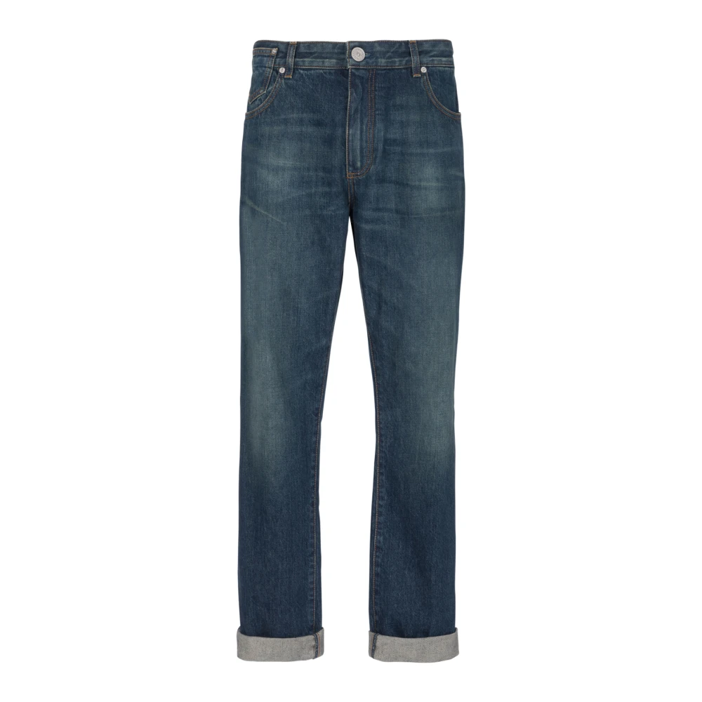 Balmain Blue Vintage Straight-Leg Jeans - Male - Straight Fit Jeans - W34 - Jeans