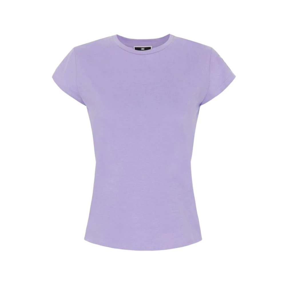 Elisabetta Franchi Geborduurd Jersey T-Shirt Purple Dames