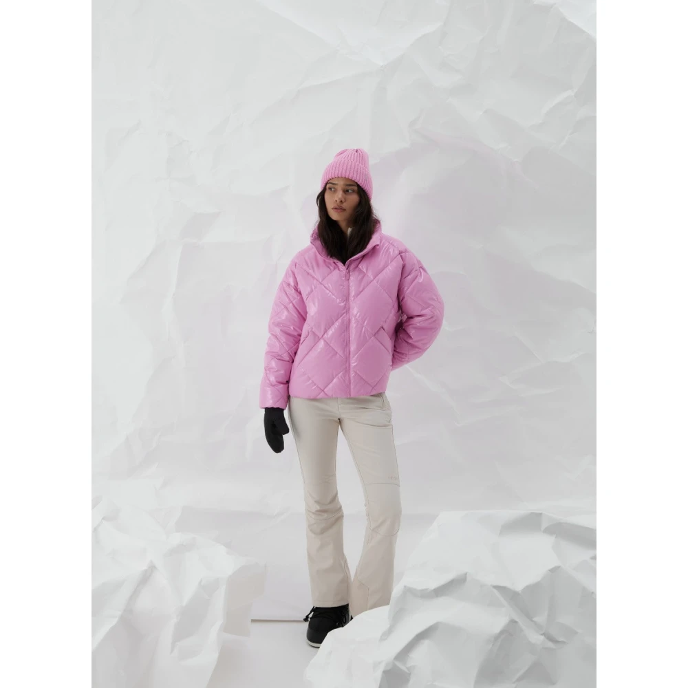 Aim'n Peony Pink Diamond Quilt Puffer Jacket Pink Dames