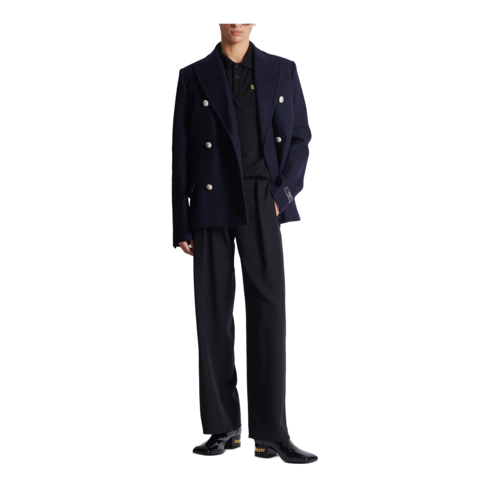 Balmain Vintage geborduurd katoenen poo shirt Black Heren