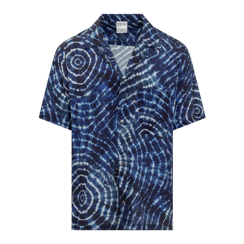 Marcelo Burlon Soundwaves Shirt Blue Heren
