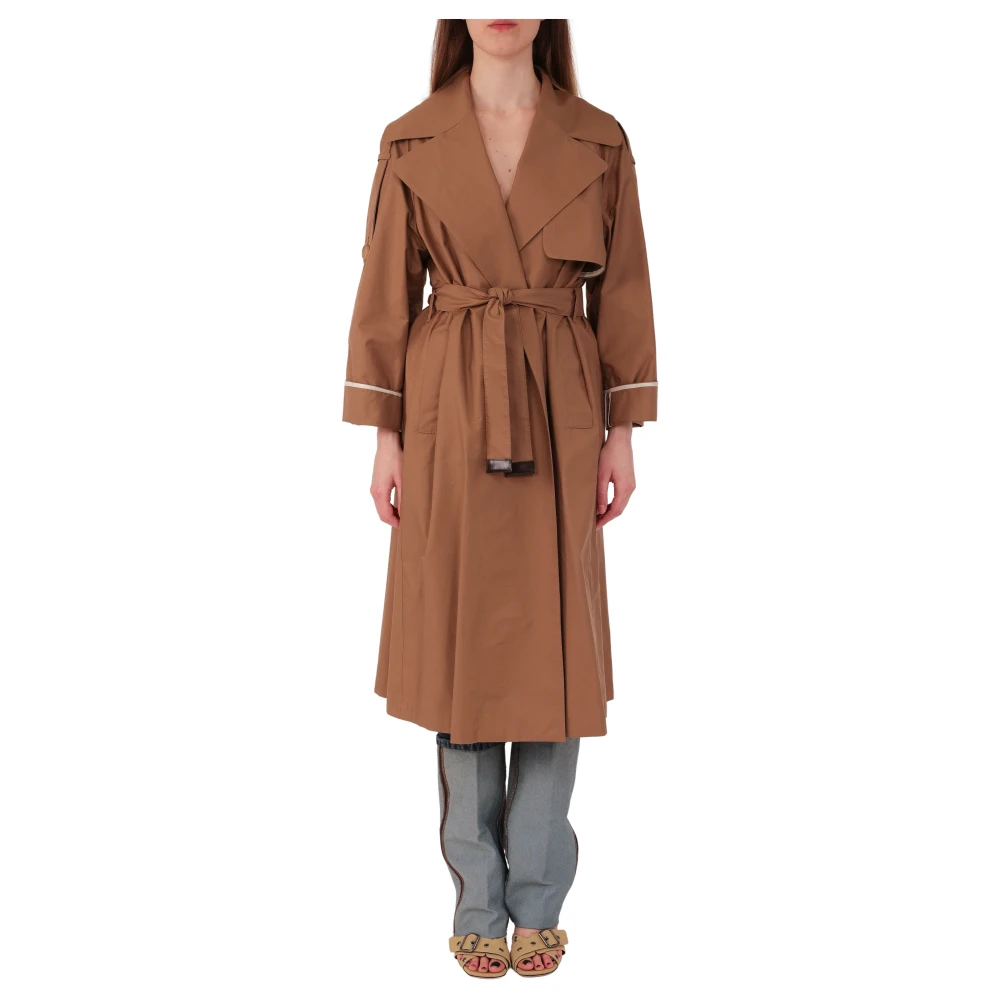 Max Mara Oversized Twill Trench Coat Brown Dames