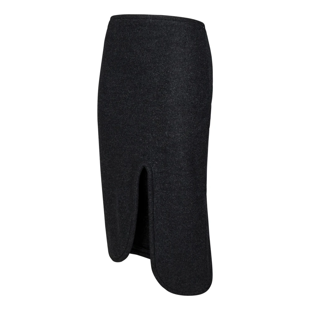 Victoria Beckham Grijze Wol Midi Rok Aw24 Gray Dames