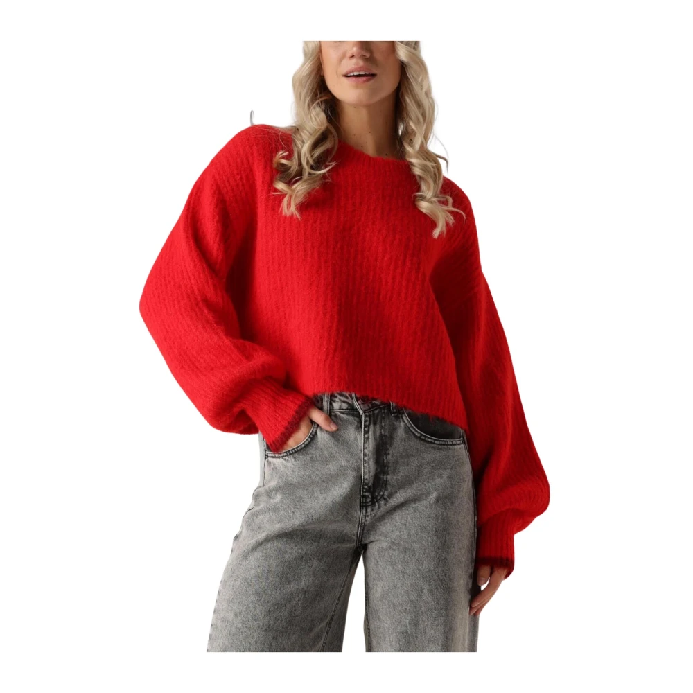 Co'Couture Rode Crop Gebreide Trui Red Dames