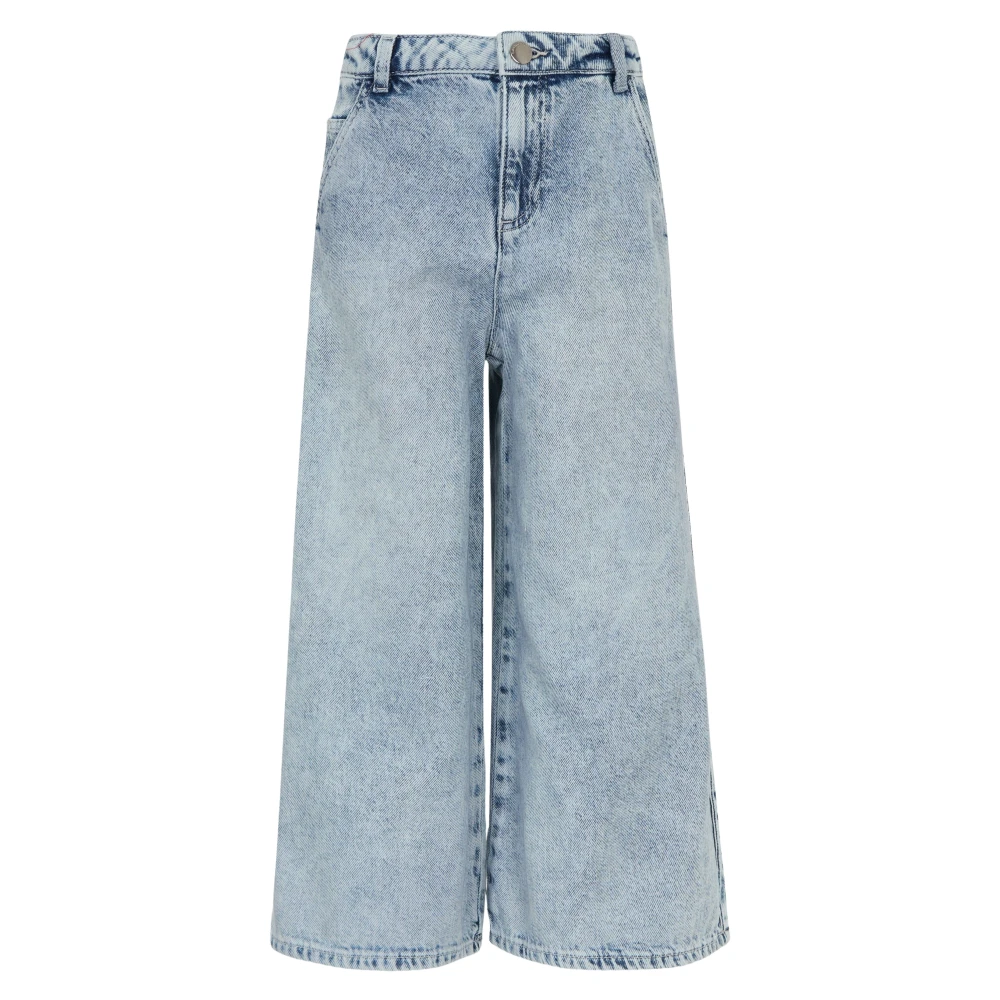 Emporio Armani Girls Blue Jeans, 8 Y, Chic Wide Leg Jeans In