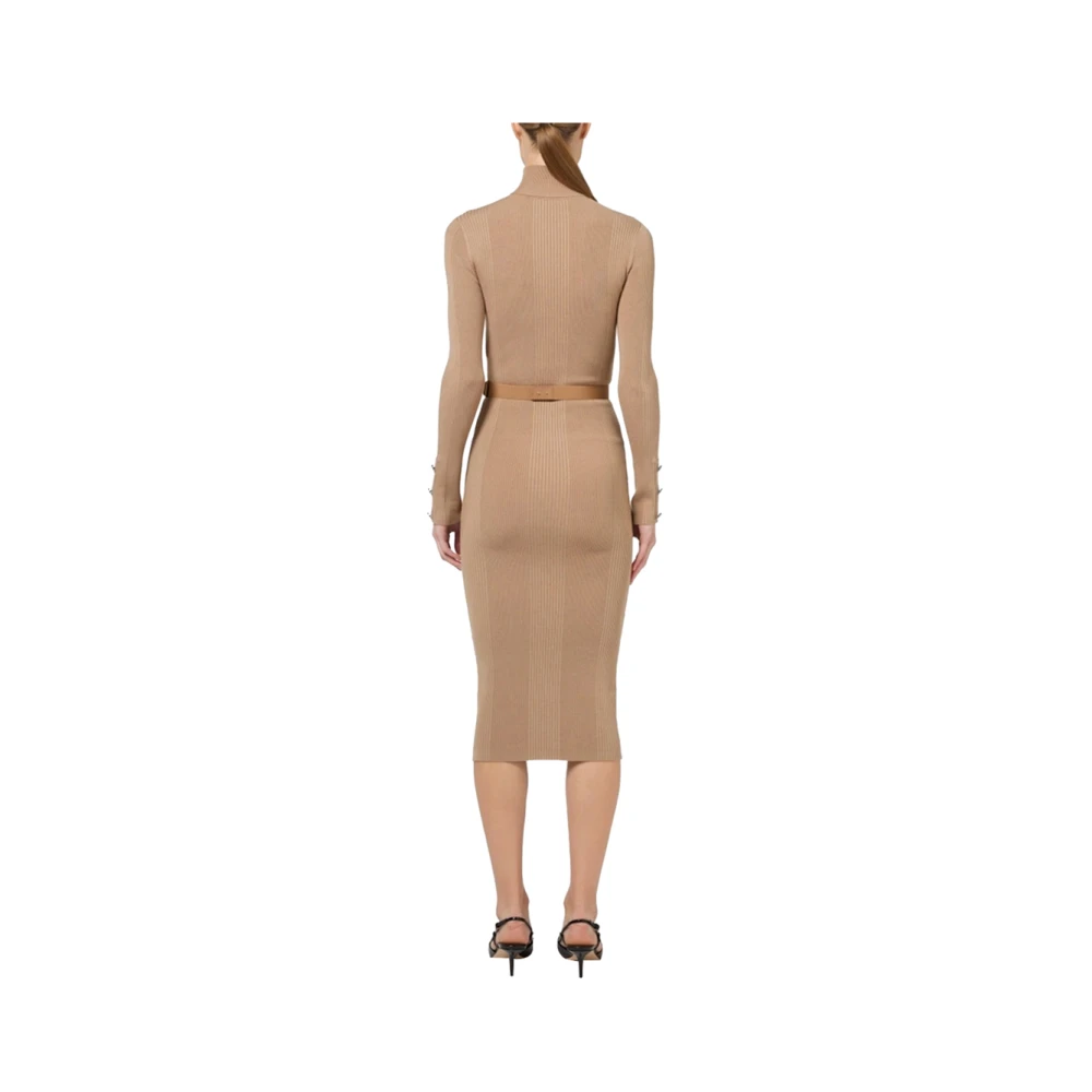 Elisabetta Franchi Bruine Wrap Jurk met V-Hals Brown Dames