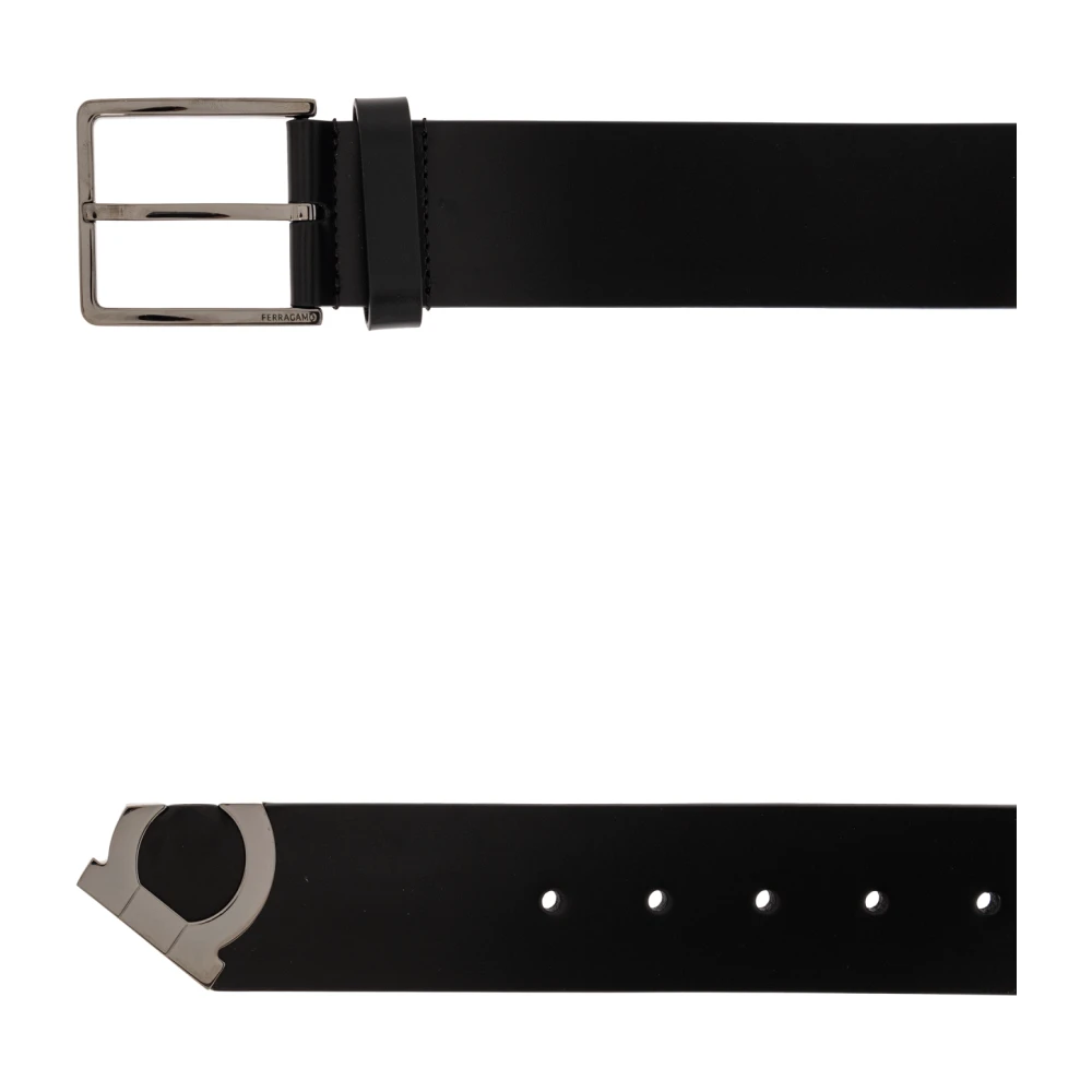 Salvatore Ferragamo Leren riem Black Heren
