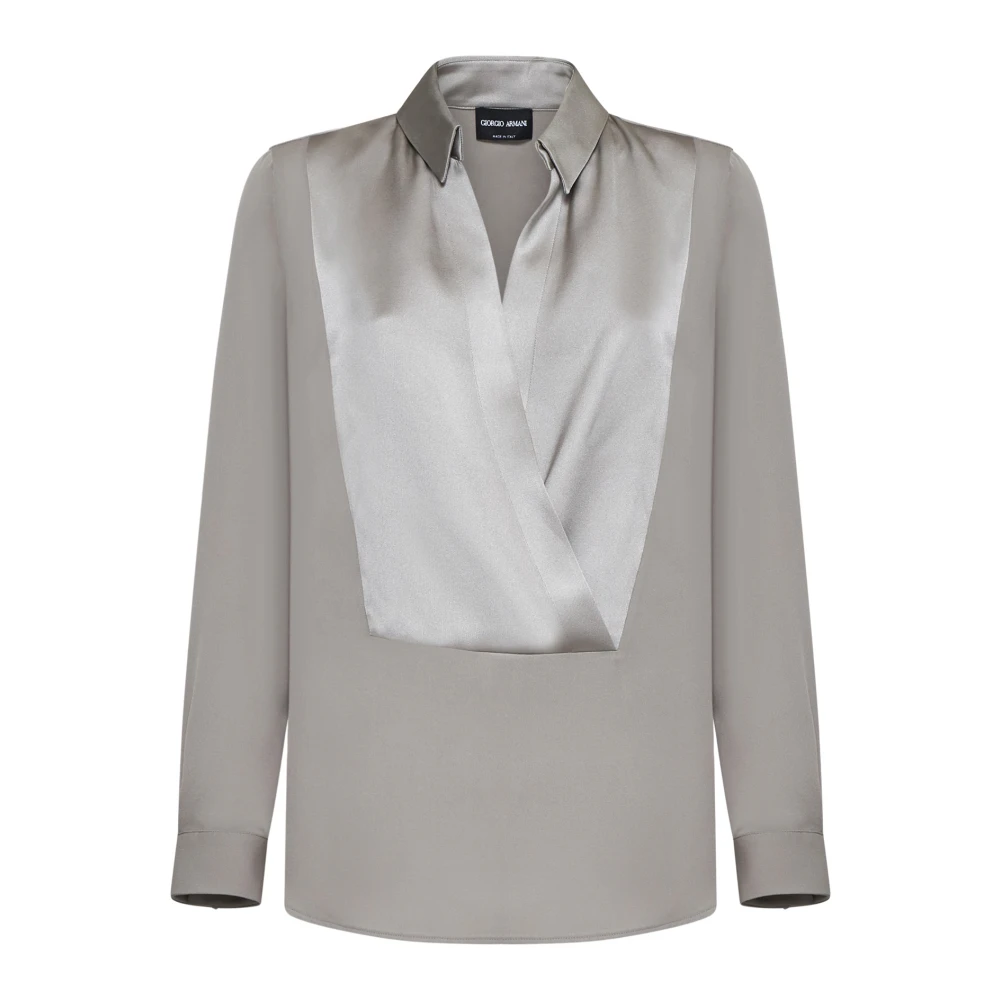 Giorgio Armani Elegante Overhemden Collectie Gray Dames