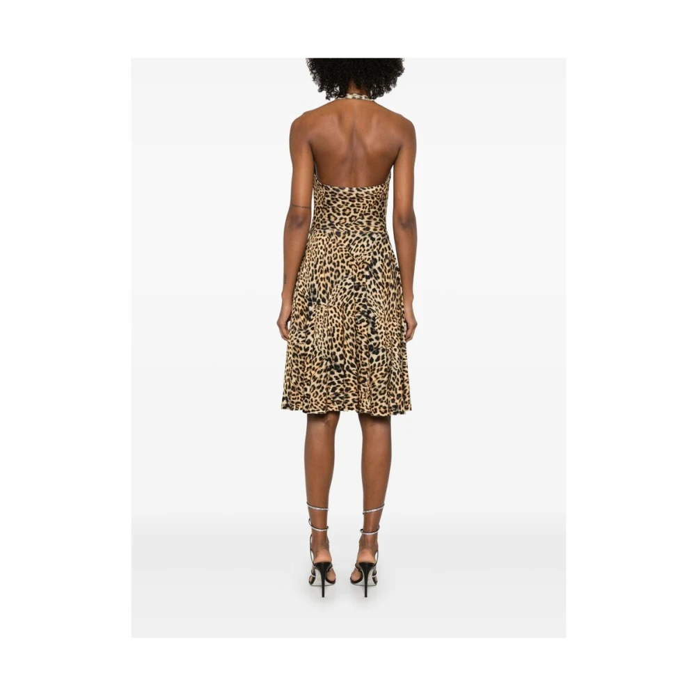 Norma Kamali Beige Halternek Flared Rok Jurk Brown Dames