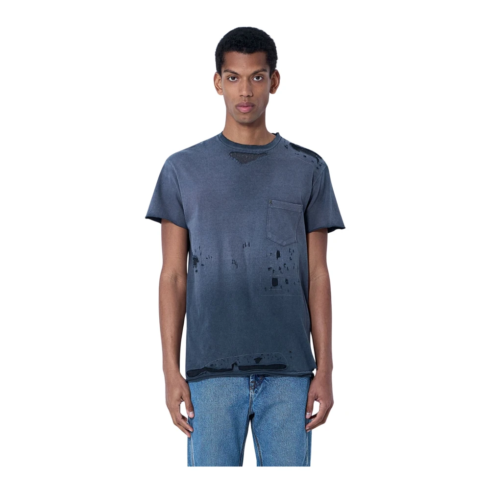 Gallery Dept. Gray T-Shirts, Male, Xs, Distressed Cotton Jersey T-Shirt