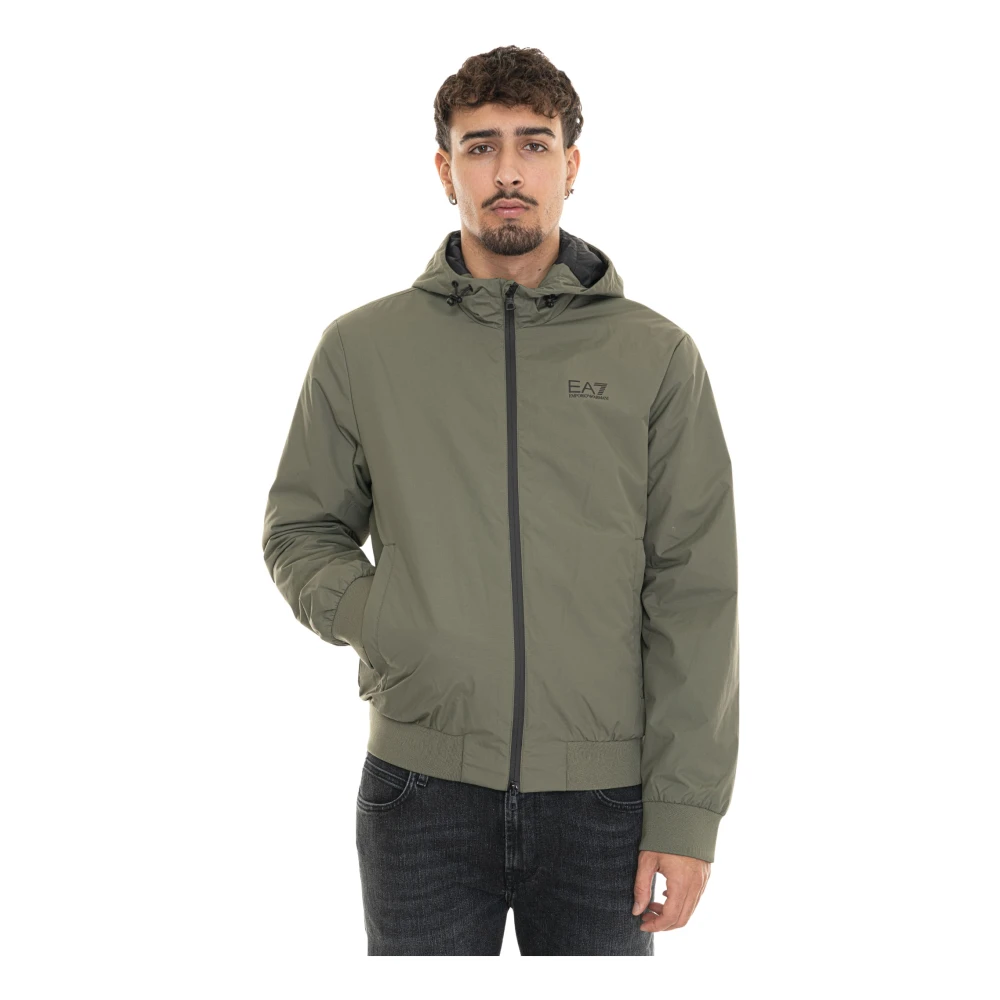 Emporio Armani EA7 Hooded Ritsjas met Contrastdetails Green Heren