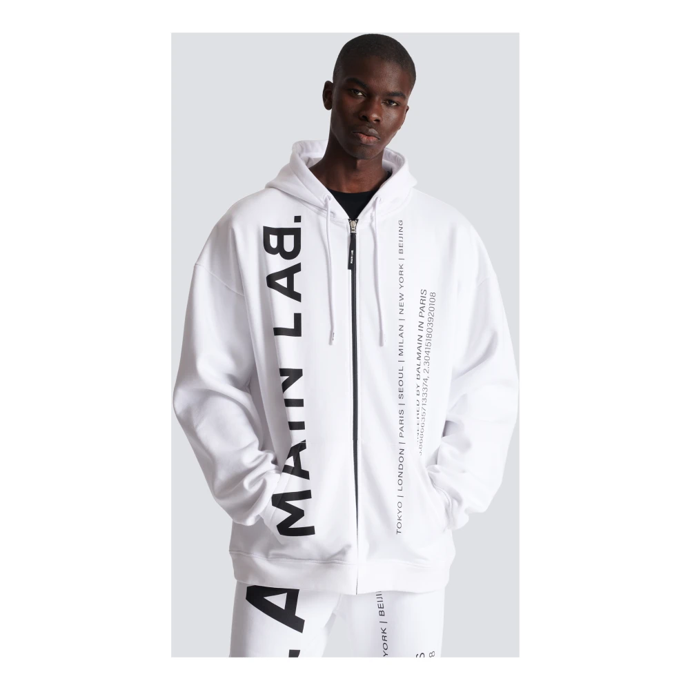 Balmain Main Lab rits hoodie White Heren
