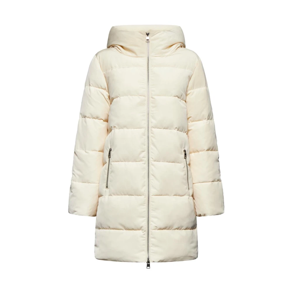 Silvian Heach Vrouw Beige Jassen Dames, 2XS, Polyester, Gewatteerde Donsjas Met Capuchon