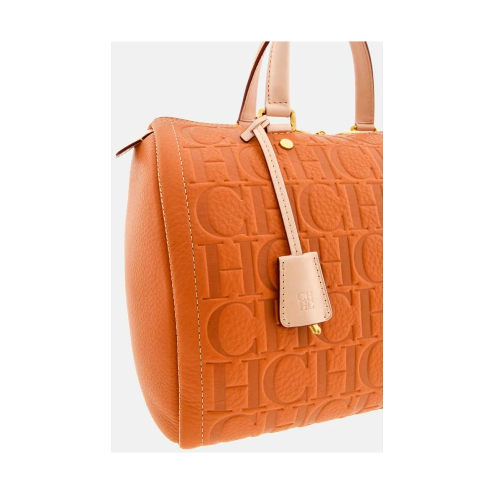 Carolina Herrera Vergrendelde Amber Leren Handtas Orange Dames