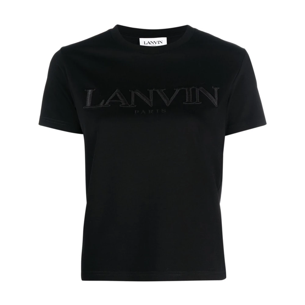 Lanvin Zwart Logo Ronde Hals Korte Mouwen Black Dames