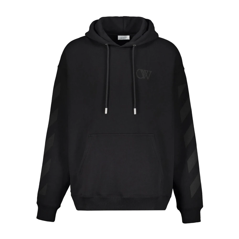 Off White Men's Black Hoodies, L, Hooded Sweatshirt