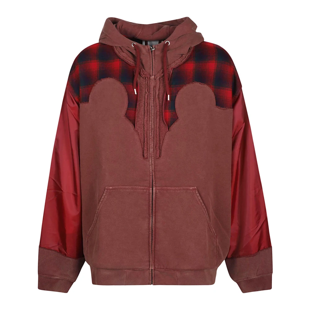 Maison Margiela Oversized hoodie met Pendleton geruite wollen panelen Red Heren