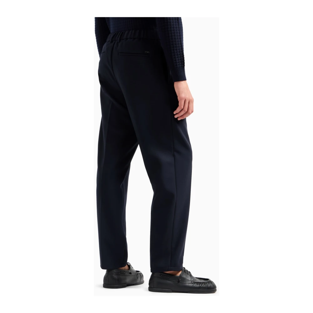 Emporio Armani Blauwe elastische taille broek Blue Heren