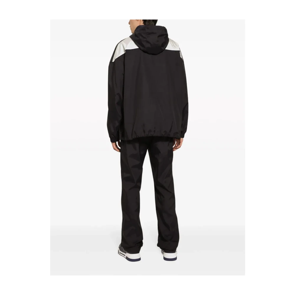 Dolce & Gabbana Zwarte Jassen met Trekkoord Capuchon Black Heren