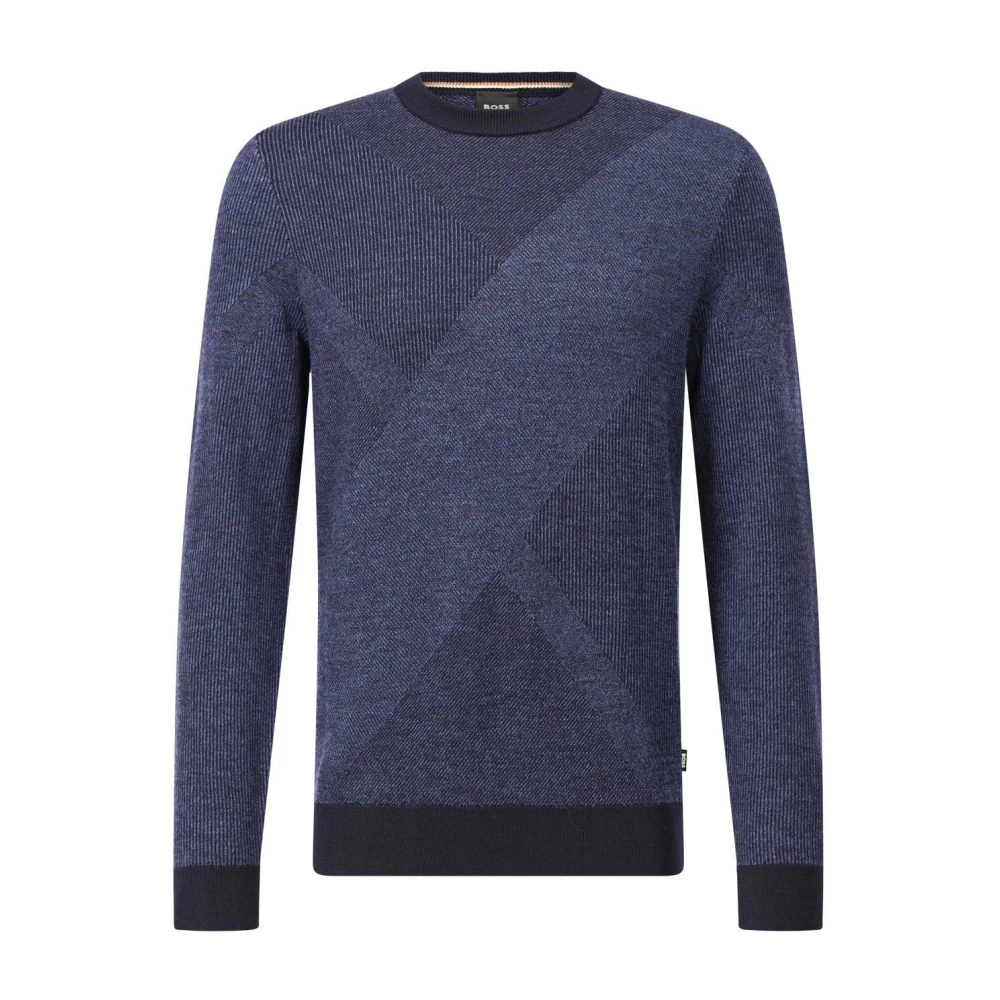 Hugo Boss Merinowol Pullover Klassieke Stijl Blue Heren