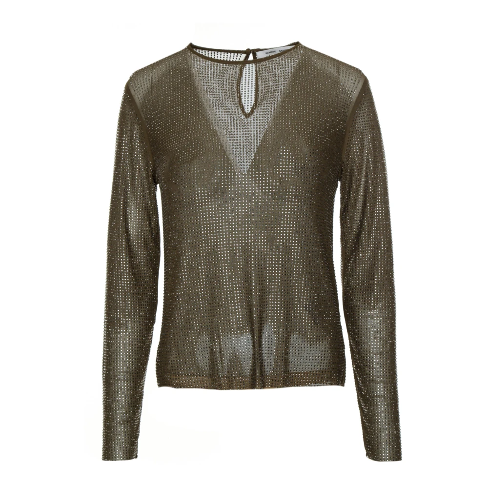 Samsøe Kristalversierde Transparante Longsleeve Top Gray Dames