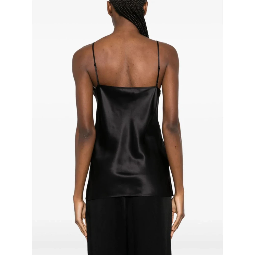 joseph Zwarte Zijden V-hals Mouwloze Top Black Dames