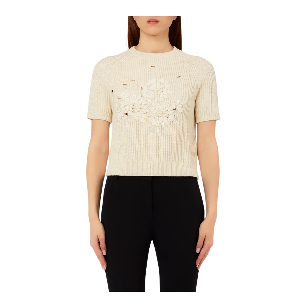 Liu Jo Vrouw Beige Truien & Vesten Dames, S, Katoen, Raffia Sweater