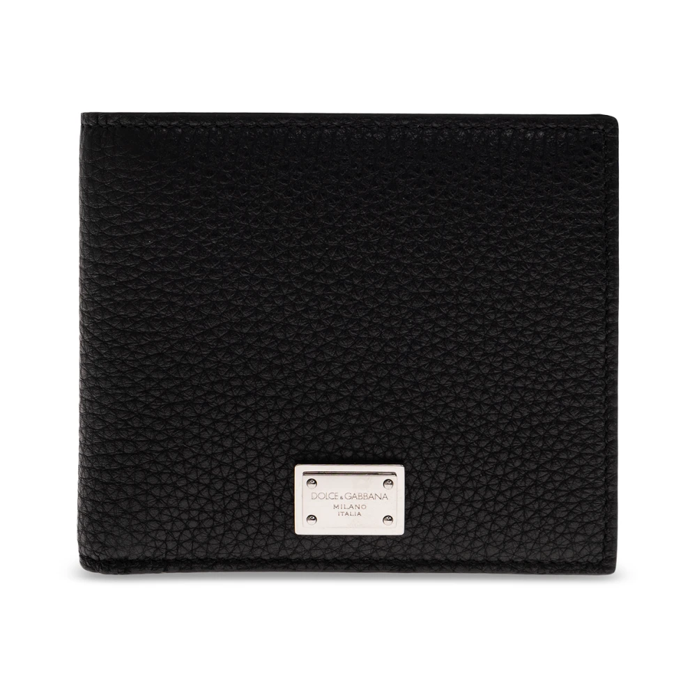 Dolce & Gabbana , Wallets & Cardholders, Male, Black, One Size, Leather Wallet With Logo