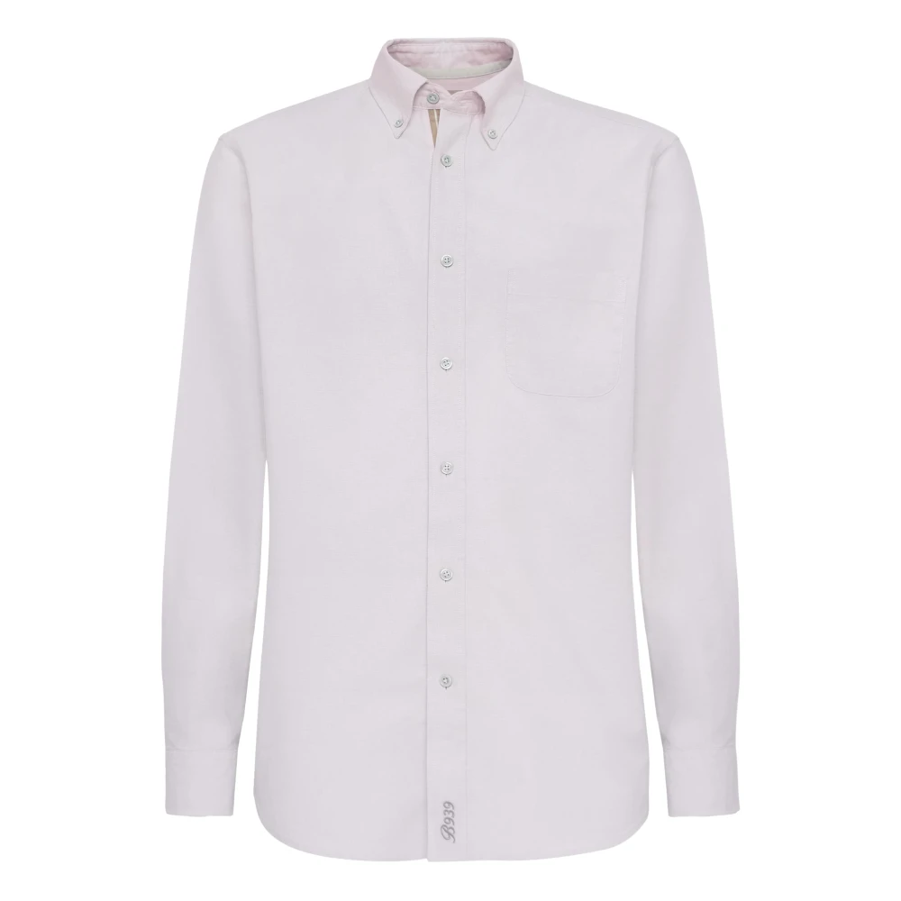Boggi Milano Regular Fit Biologisch Oxford Katoenen Overhemd Pink Heren