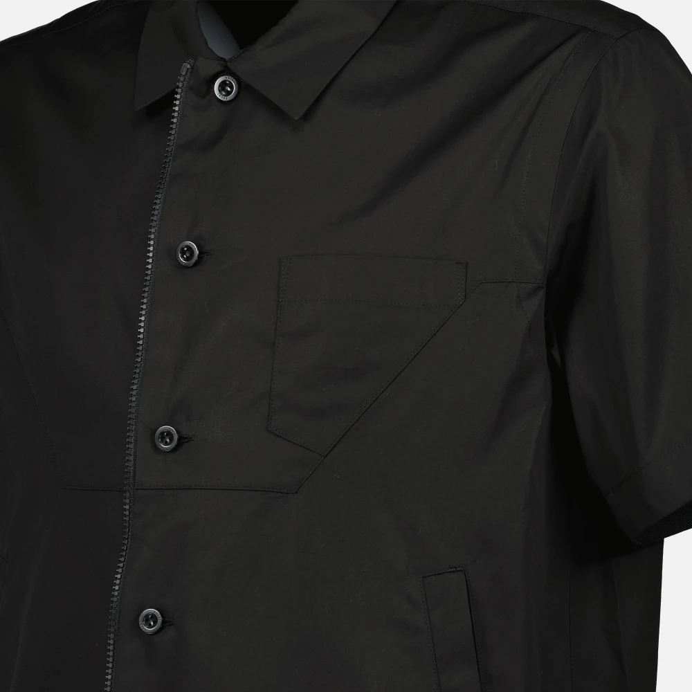 Sacai Zwarte Katoenen Overhemd Lente-Zomer 2025 Black Heren