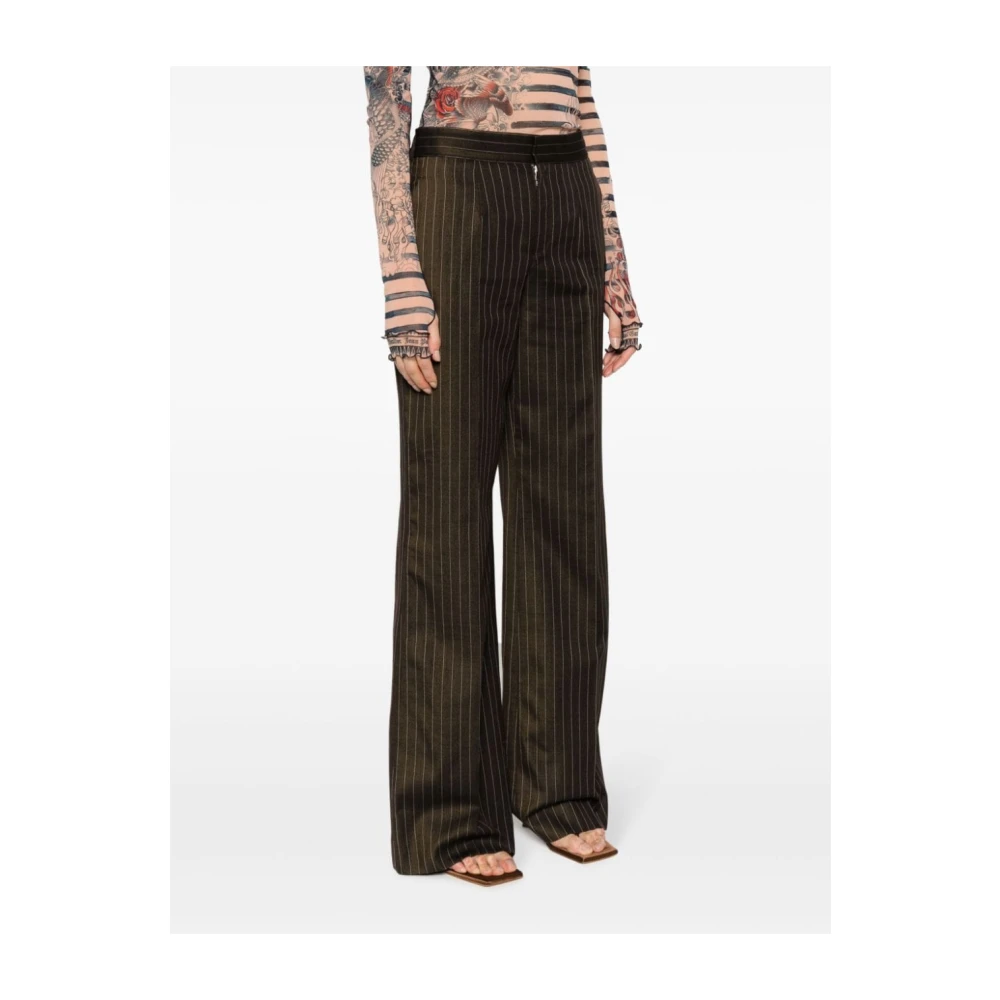 Jean Paul Gaultier Bruine Wollen Wijde Pijp Broek Brown Dames