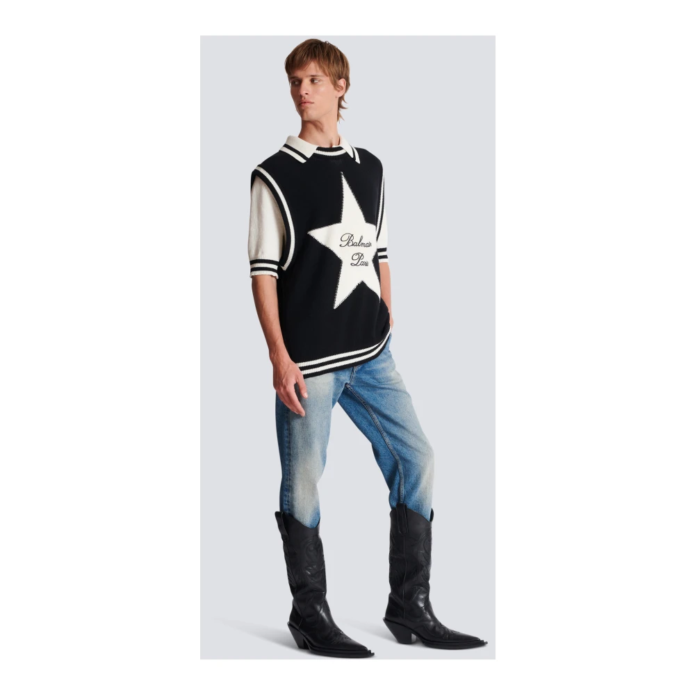 Balmain Handtekening ster trui Black Heren