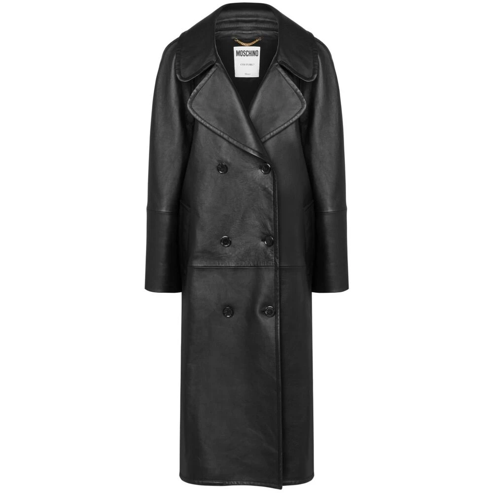 Moschino Zwarte Schapenvacht Jas Asymmetrisch Ontwerp Black Dames