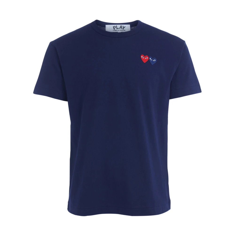 Comme des Garçons Play Blauw T-shirt met dubbel hartlogo Blue Heren