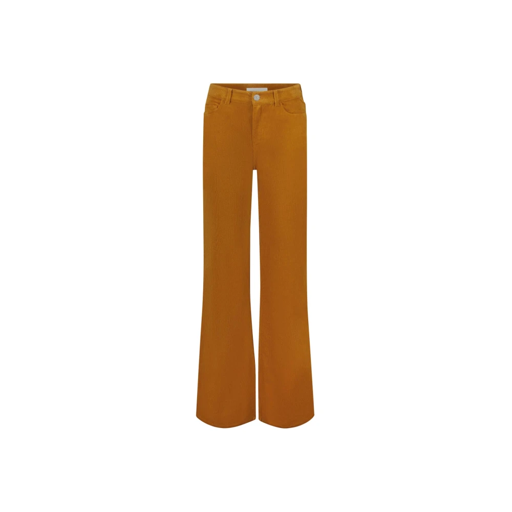 Fabienne Chapot Geborduurde Hart Wijde Pijp Denim Broek Brown Dames
