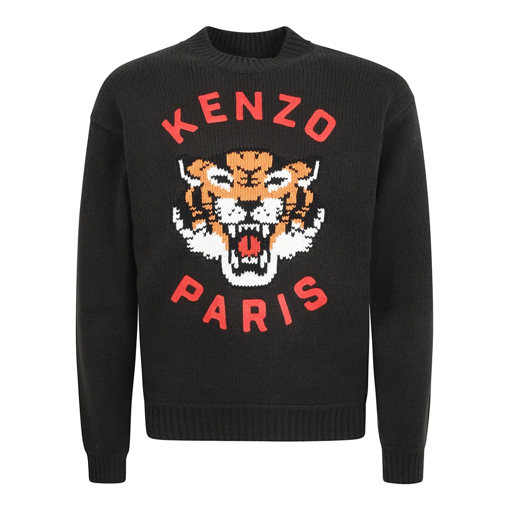 Kenzo Svart Lucky Tiger Jumper Tröja Black, Herr