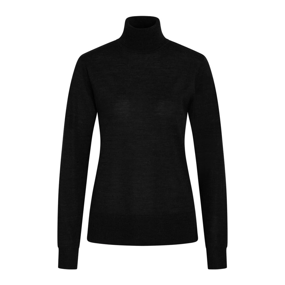 Bruuns Bazaar Zwarte Geribbelde Gebreide Trui Charlenebbroll Neck Black Dames