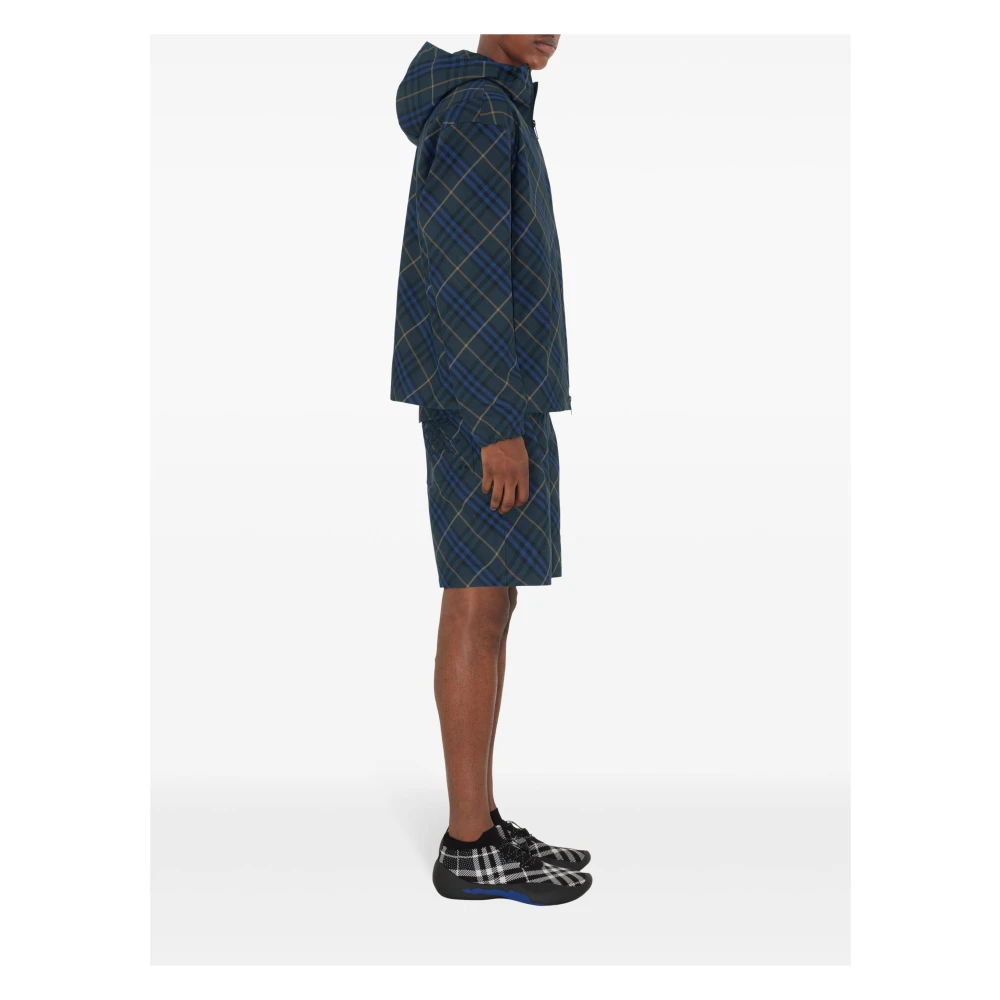 Burberry Blauwe Equestrian Knight Design Shorts Blue Heren