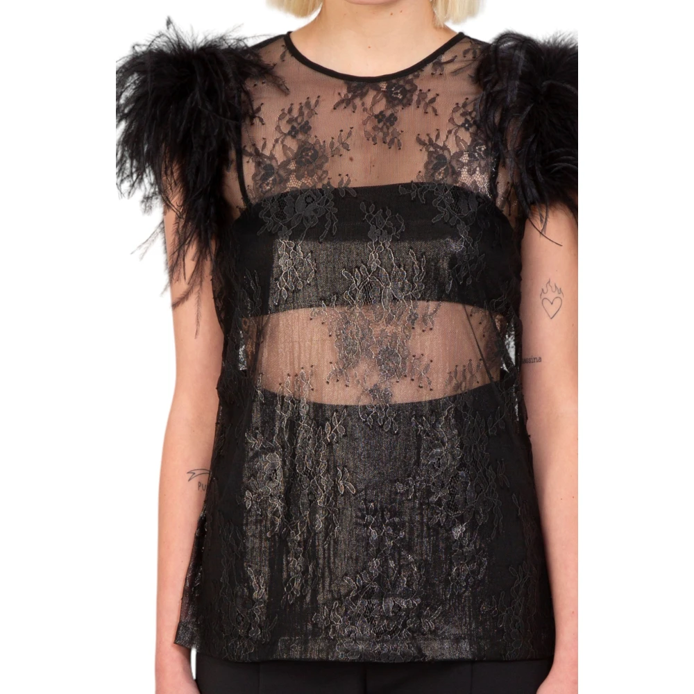 pinko Veren Sheer Top in ZZ0 Black Dames
