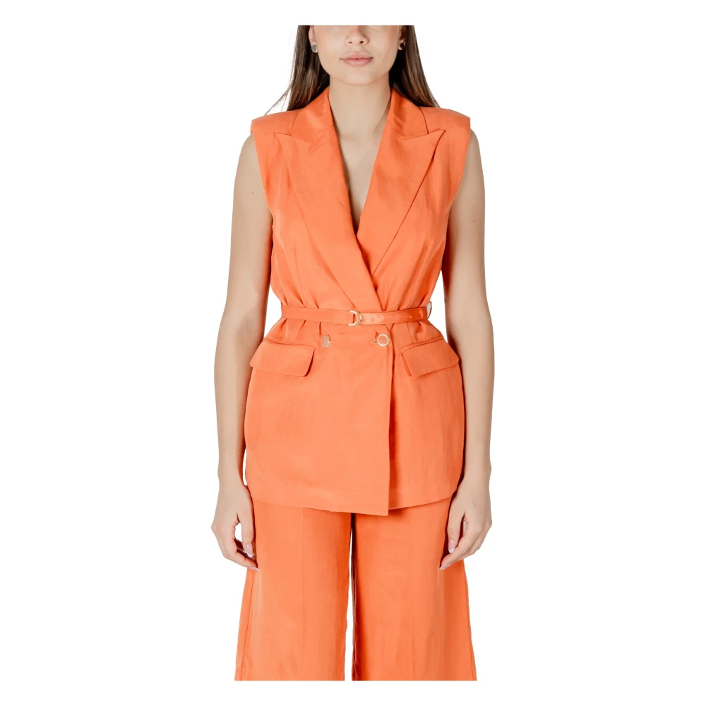 Liu Jo Women's Orange V-Neck Gilet With Pockets